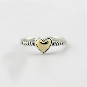 Original 925 Sterling Silver Open Rings for Women Love Heart Gold Tone Metal Justerbar fingerring Fina smycken Hela YMR2233286