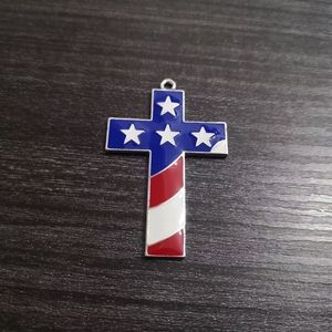 Charms est 51mm37mm 10pcsbag All Enamel Star Cross Pendants For 4th Of July Necklace Design 231010