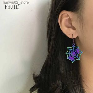 Other Fashion Accessories Black Scary Spider Web Bat Pumpkin Dangle Dorp Earrings For Women Stainless Steel Hip Hop Style Halloween Fashion Jewelry Gifts Q231011