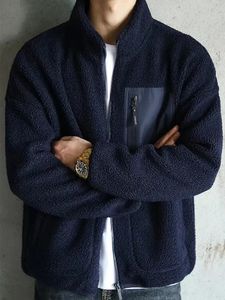 Jaquetas masculinas 2023 jaqueta de inverno moda coreana gola zip bolsos engrossar velo forrado casaco quente 231010
