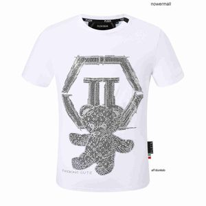 Designer t-shirt hip urso t mens plein tshirts e marca pp crânio homens philipps pescoço redondo ss com cristais de peluche pp vidro hop tshirt top tees 161209 vkqw