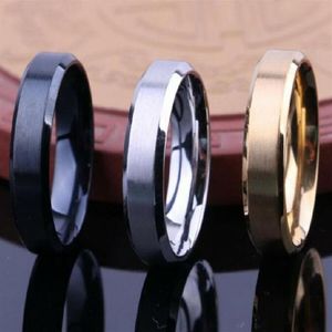 100 pezzi Comfort Fit Oro Argento Nero 6 mm di larghezza Anello nuziale con fascia in acciaio inossidabile uomo donna Gioielli271u