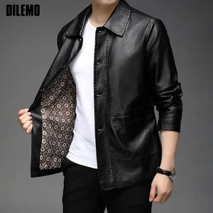 Jaquetas masculinas de alta qualidade nova marca designer casual moda faux pu jaqueta de couro masculino marrom motociclista clássico casacos roupas masculinas 2023 231011