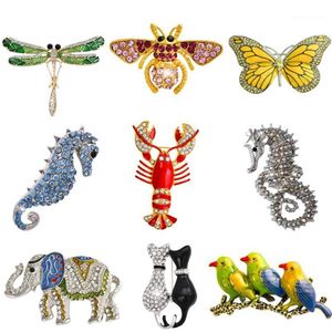 Pins Broschen Ganze Retro Insekt Libelle Schmetterling Brosche Biene Brosche Frauen Kristall Tier Elefant Katze Vögel Seepferdchen Bro3207