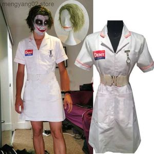 Tema kostym 2020 man kvinna halloween come skrämmande film mörk riddare clown joker sjuksköterska klänning uniform sjuksköterskor kommer halloween party outfit t231011