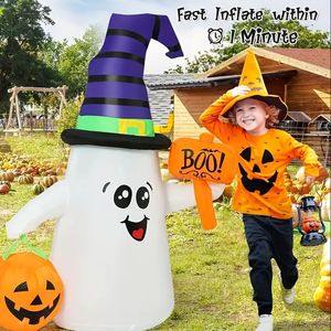 Nadmuchiwany Halloween Cute Ghost z dynią, wysadza nadmuchiwaną Halloweenową dekorację stoczni na świeżym powietrzu, na imprezę na zewnątrz Halloween Wystrój Halloween