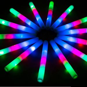 LED Rave Toy Glow Sticks Bk Toy jy 4th impreza materiałów piankowych LED z 3 trybami Colorf Flashing w ciemności na ślub Rave Dhqa7