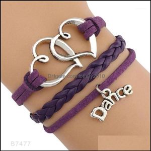 Jewelrydance Dancer Music Note Treble Clef Wave Ballet Heart Infinity Love Charm Bracelets Purple Women Men Jewelry Gift Custom1 D160R