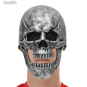 Costume Accessories Reneecho Halloween Party Scary Skeleton Mask For Adult Sr And Golden Skull Masks Full Head Latex Mask Ghost Cosplay PropsL231011