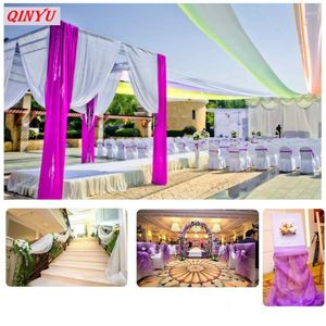 Party Decoration 5-10m Organza Tulle Curtain Roll Tyg Sheer Backdrop Curtain Wedding Event Bride Decor 5Z