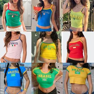 Women's Tanks Aesthetic Women Letter Embroidery Gothic Crop Top Streetwear Grunge Camisole Vintage Casual Short Sleeve T-Shirt Y2k Clothes