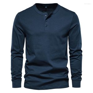 Homens camisetas 2023 primavera manga longa camisa homens casual colarinho sólido homem moda de alta qualidade algodão mens