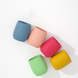 Bottiglie d'acqua portatili di colore puro spuntino per bambini tazza di cibo complementare tazze in silicone antiscottatura imparano a bere i bambini