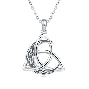 Pendanthalsband Irish Celtics Knot Moon Chain for Women 925 Sterling Silver Fine Jewelry Valentine Day Wife Girl Girl Gifts 231010