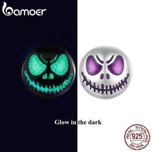 Andra modetillbehör Bamoer 925 Sterling Silver Luminous Stud Earrings Halloween Skeleton Earrings For Women Girls Original Design Fine Jewelry Q231011