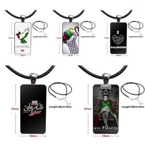 Palestine Art Stop Wars For Girls Vintage Jewelry Steel Color Glass Cabochon Choker Pendant Long Rectangle Necklace1196u