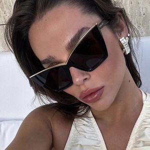 Sunglasses Fashion Oversize Frame Butterfly For Women Luxury Black Cat Eye Sun Glasses 2023 Runway Show Street S Mirror