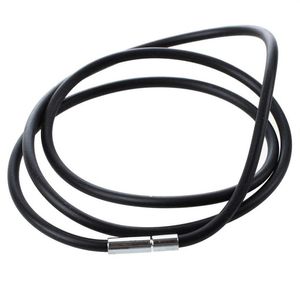 3mm czarny gumowy naszyjnik z zamknięciem ze stali nierdzewnej Kobiety mężczyźni Choker Akcesoria Collier - 25 cali 2641