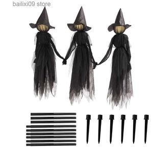 Other Event Party Supplies Halloween Outdoor Large Light Up Witches Decorations Party Garden Glowing Witch Head Scary Ghost Decor Holding Hands Horror Prop T231012