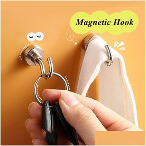 Hooks Rails Mtifunctional Magnetic Holder Hook Behind-Door Key Bag Towel Hanger Kitchen Hardware Organizer Mask Shelf Drop Delivery Dh3P0