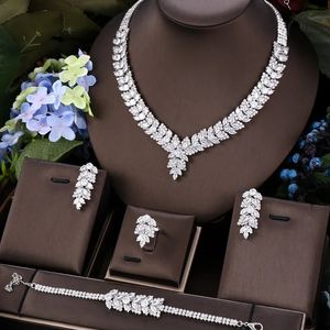ウェディングジュエリーセットJanekelly 4PCS Bridal Zirconia Full for Women Party Luxury Dubai Nigeria CZ Crystal 231012