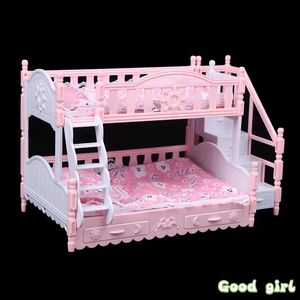 Dolls 1PC 112 Doll House Miniature Simulation European Princess Double Bed For BJD Furniture Toy Staircase 231012