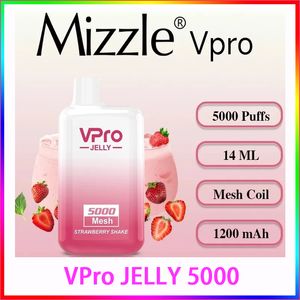 Original VPro Jelly 5000Puffs E Cigarettuppladdningsbar engångspodkit 1200mAh 14 ml Typ C USB -laddning av crazvapes