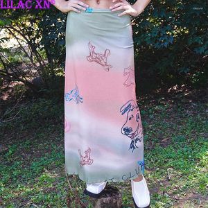 Skirts Y2K Colorful Animal Print Faldas Long For Women Casual Cute Cartoon Pink Maxi Skirt Summer Autumn Clothing Streetwear