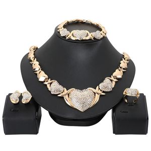 Wedding Jewelry Sets est African Dubai jewelry sets Nigerian bear Heart Shape Crystal Necklace Set for Women Italian Accessories 231012