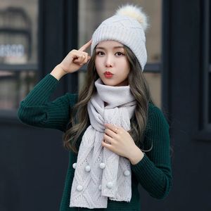 Eşarp Moda Kış Kadın Şapka Eşarp /Eldiven Setleri Kadın Üç - Parçalı Örme Eşarp Kapakları Kız Sıcak Kafataları Beanies Hat 231012