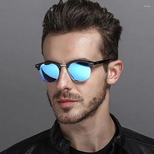 Óculos de sol jsooyan 2023 polarizado homens moda visão noturna vidro para dirigir clássico retro redondo tons óculos de sol masculino óculos