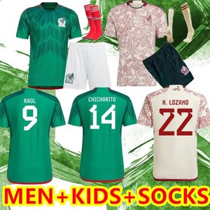 Mexikanska fotbollskläder Mexiko Soccer Jersey Home Away Raul Chicharito Lozano Football Kid Kit Women Män Set Uniforms Fans Player Version Football Jerseys