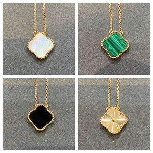 Fyra bladklöver designer smycken kvinnor rose guld sier hänge halsband valentins dag gåva för kvinnor med box grossist