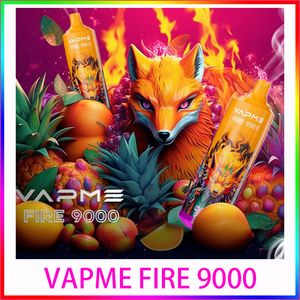 Original Vapme Fire 9000 Puffs Disposable E-cigarettes 12 Colors 2% 5% 600mAh Rechargeable Battery 18Ml Prefilled Pod Big Vapor Kit Airflow Control Mesh Coil crazvapes