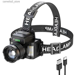 Head lamps 1000LM Head Torch 3 Lighting Modes USB Rechargeable Laser Head Lamp Waterproof Emergency for Outdoor Camping for Cycling Running Q231013