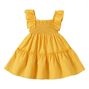 Girl Dresses Girls' Dress Summer Temperament Flying Sleeve Shirt French Princess Yellow Girls Size 6 Kids Fall