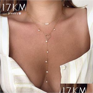 17Km Moda Lunga Collana di Perle Per Le Donne Boho Mtilayered Collane con pendente 2021 Tendenza Choker Maglione Catena di Gioielli Dhgarden Otts4