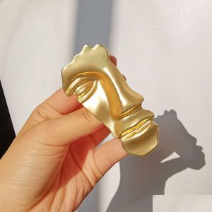 New Design Metal Abstract Face Mask Brooches Pins Collar For Women Gold Color Half Fashion Jewelry Dhgarden Ot7Ye