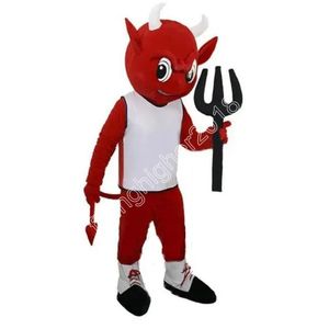 Costume da mascotte del diavolo di alta qualità per adulti, cartone animato, personaggio a tema anime, abito unisex di carnevale, abito da festa di fantasia natalizio