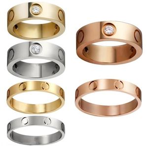Tytanium Steel Love Pierścień Kobiety mężczyźni obiecują srebrne złote pierścionki ślubne dla miłośników biżuterii z torbą z kurzu190a
