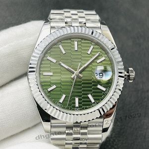 DateJust Green Fluted Motif Dial Jubilee Bracelet Watches 41mm Wimbledon Dial Oystersteelと18K Rose Gold Mens Watch