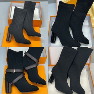 Designer-Stiefel, Silhouette, Stiefeletten, Absätze, Schuhe, Winter, Frau, Stickerei, Buchstaben, Absatz, Stoff, Socken, Stiefel, Druck, Blume, Hochzeit, Party, Schuhe, Top-Qualität mit Box Nr. 50