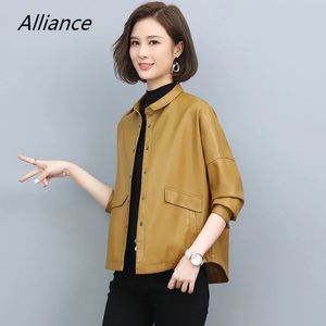 Women's Leather Faux Spring Autumn 2023 Women Short Loose Coat Korean Version PU Clothes Office Lady Jackets for Fur Casual 231011