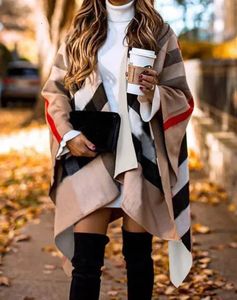 Shawls AutumnWinter Fashion Plaid Top Cloak Scarf Elegant Shawl Casual Tops Capa Clothes Streetwear 231012