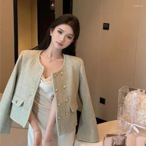 Women's Jackets Spring Autumn French Celebrity Temperament Small Fragrance Weaving Thick Tweed Loose Short Shoulder Pad Coats For Women
