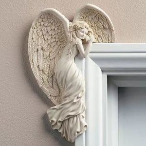 Asas de anjo resina artesanato moldura da porta ornamento anjo alado deusa pingente interior/exterior jardim porta decoração presentes para casa