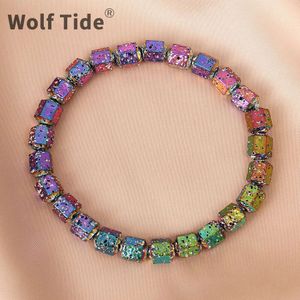 New Colorful Frosted Natural Volcano Bava Rock Stone Beaded Bracelet Elastic Rope Bracelets For Men And Women Hand Jewelry Vsco Friendship Bohemian Mujer Wholesale