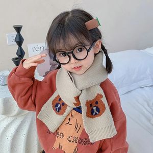 Sciarpe Simpatico orso Scialle jacquard Sciarpa invernale lavorata a maglia a doppia faccia per bambini Ragazzo Ragazza Colore contrastante Pashmina calda YG399 231012