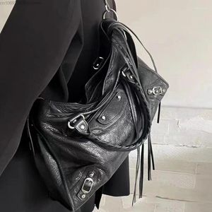 Marsupi Goth Yk2 Borsa a tracolla nera All-match Borsa da viaggio casual alla moda di grande capacità Borsa da moto riutilizzabile per lo shopping da spiaggia