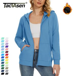 Women's Hoodies Sweatshirts TACVASEN Fleece Lining Jogging Long Sleeve Full Zip Up Jacket Workout Running Sportswear Casual Coats 231011